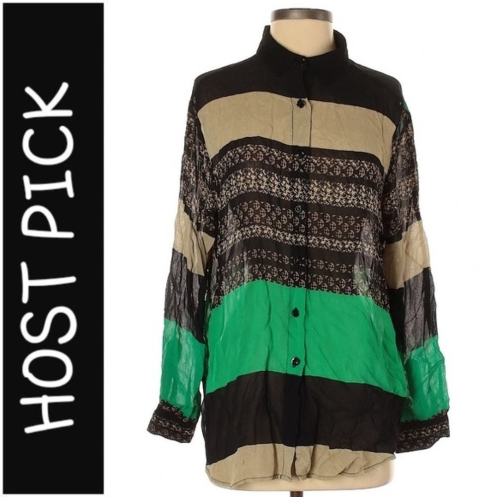 🪶 Sam & Lavi Anthropologie Colorful Artistic Print Button Down Blouse Small